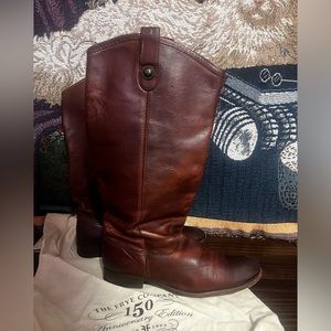Frye pull on leather boots
